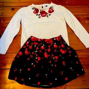 Janie and Jack Rose Matching Sweater and Skirt Sz 6